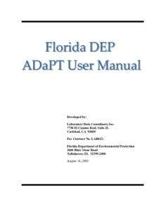 Developed by: Laboratory Data Consultants, Inc[removed]El Camino Real, Suite 2L Carlsbad, CA[removed]For Contract No. LAB021: Florida Department of Environmental Protection