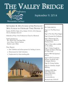 THE VALLEY BRIDGE Presbytery of September 9, 2014