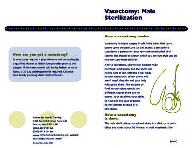 Vasectomy / Medical technology / Vasectomy reversal / Family / Male reproductive system / Birth control / Semen / Family planning / Testicle / Medicine / Sterilization / Demography