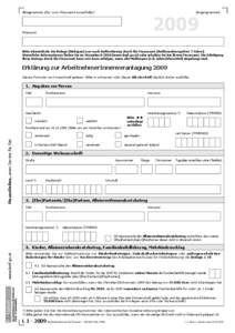 Ablagenummer (Nur vom Finanzamt auszufüllen)  Eingangsvermerk 2009