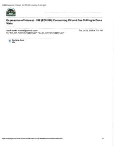 ll/1111113 Expres sion of Interest- 266 (EOI-266) Concerning Oil and Gas D.. .  Expression of Interest- 266 (EOI-266) Concerning Oil and Gas Drilling in Duna Vista carol worfel <cworfel@hotmail.com> To: 