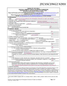 JTC1/SC2/WG2 N2931 ISO/IEC JTC 1/SC 2/WG 2 PROPOSAL SUMMARY FORM TO ACCOMPANY SUBMISSIONS