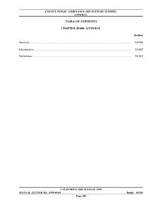 COUNTY PUBLIC ASSISTANCE EDP SYSTEMS FUNDING GENERAL TABLE OF CONTENTS CHAPTER[removed]GENERAL Section