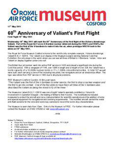 17th May[removed]60th Anniversary of Valiant’s First Flight
