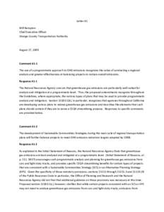 Letter 41 Will Kempton Chief Executive Officer Orange County Transportation Authority  August 27, 2009