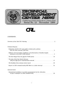 TECHNICAL DEVELOPMENT CENTER NEWS No.13 International Earth Rotation Service - VLBI Technical Development Center News published by  Communications Research Laboratory