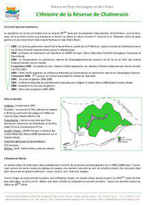 Nature en Pays de Langres et des 4 lacs   L’Histoire de la Réserve de Chalmessin 