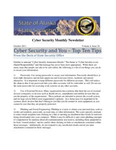 Cyber Security and You - Top Ten Tips