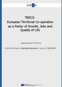 TERCO: (Draft) Final Report – Executive Summary  March 2012 TERCO European Territorial Co-operation