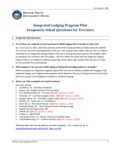 V12, January 6, 2016  DEFENSE TRAVEL MANAGEMENT OFFICE  Integrated Lodging Program Pilot