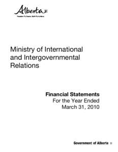 Ministry of International and Intergovernmental Relations Financial Statements For the Year Ended