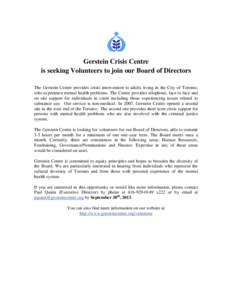 Gerstein Centre Board Vacancy