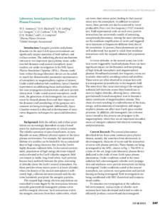 SPACE RESEARCH AND SATELLITE TECHNOLOGY  Laboratory Investigation of Near-Earth Space Plasma Processes W.E. Amatucci,1 D.D. Blackwell,1 G.R. Gatling,1 G.I. Ganguli,1 C.D. Cothran,2 E.M. Tejero,2