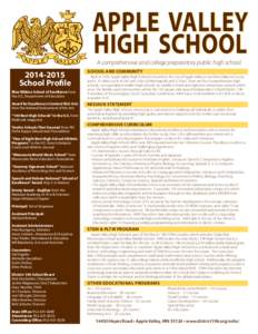 APPLE VALLEY HIGH SCHOOL A comprehensive and college preparatory public high school[removed]School Profile