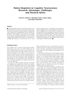 Patient Registries in Cognitive Neuroscience Research: Advantages, Challenges, and Practical Advice