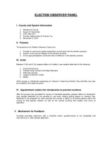 ELECTION OBSERVER PANEL  I. County and System Information[removed].