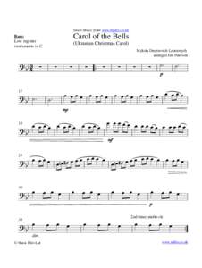 Sheet Music from www.mfiles.co.uk  Carol of the Bells Bass: Low register