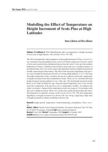 Silva Fennica[removed]research articles  Modelling the Effect of Temperature on Height Increment of Scots Pine at High Latitudes Hannu Salminen and Risto Jalkanen