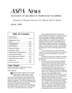 ASPA News  Association of Specialized & Professional Accreditors Assessment of Program Outcomes: The 