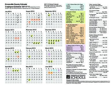 Greenville County Schools Employee Calendar[removed]Revised: May 5, [removed]Includes 4 Days for Closing All Locations/Required Leave for 12-Month Employees.)