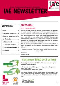 INSTITUT D’ADMINISTRATION DES ENTREPRISES DE VALENCIENNES  IAE NEWSLETTER