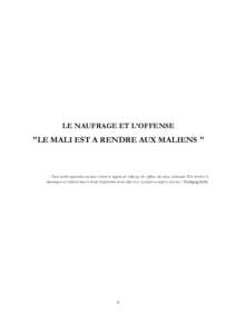 LE NAUFRAGE ET L’OFFENSE  