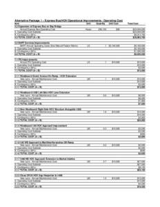 Alternative Package 1 – Express Bus/HOV/Operational Improvements - Operating Cost Item 4.3 Expansion of Express Bus on Bay Bridge Annual Express Bus Operating Cost A. Operating Cost Subtotal B. Contingency (30%)