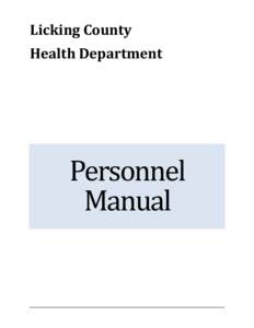 Licking County Health Department Personnel Manual