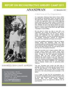 REPORT ON RECONSTRUCTIVE SURGERY CAMP[removed]ANANDWAN 6-11 November 2011