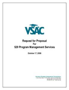 Request for Proposal For 529 Program Management Services October 17, 2008