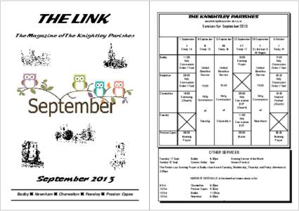 THE LINK  THE KNIGHTLEY PARISHES www.theknightleyparishes.btck.co.uk  Services for September 2013