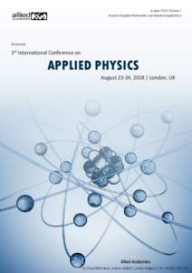August 2018 | Volume 1 Journal of Applied Mathematics and Statistical Applications Souvenir  3rd International Conference on