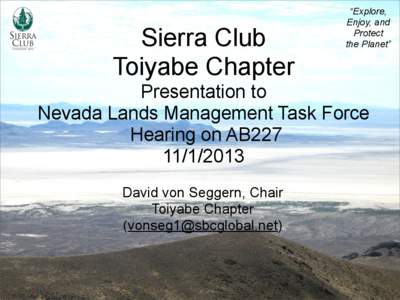 Sierra Club Toiyabe Chapter “Explore, Enjoy, and Protect
