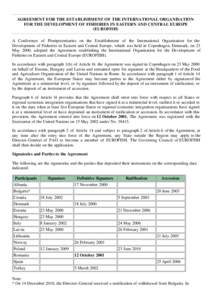 AGREEMENT FOR THE ESTABLISHMENT OF THE INTERGOVERNMENTAL