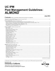 UC IPM Pest Management Guidelines: ALMOND  Contents (Dates in parenthesis indicate when each topic was updated)