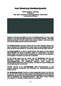 Auen Bewertung Gewässerdynamik Brücke Zubringer – Staffelegg[removed]Mirja Hüppi, Tabea Eckert, Nicole Eggenberger, Nadine Stähli Kantonsschule Wettingen