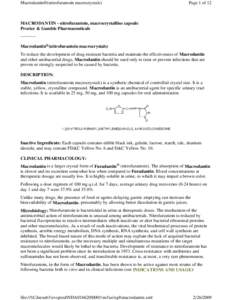 Macrodantin®(nitrofurantoin macrocrystals)  Page 1 of 12 MACRODANTIN - nitrofurantoin, macrocrystalline capsule Procter & Gamble Pharmaceuticals