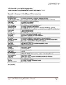 JWST Detector Degradation Failure Review Board