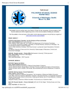 Philosophy of Social Science Roundtable  1 Tenth Annual