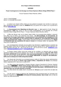 Avis d’Appel d’Offres International BURUNDI Projet d’aménagement et de bitumage de la Route Nyakararo-Mwaro-Gitega (RN18)-Phase 1 Tronçon Nyakararo-Mwaro-Kibumbu (30Km).  Don N°: [removed]