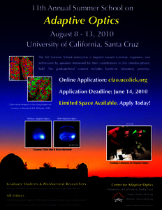 11th Annual Summer School on  Adaptive Optics August[removed], 2010 University of California, Santa Cruz