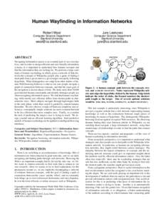 Human Wayfinding in Information Networks Robert West Jure Leskovec  Computer Science Department