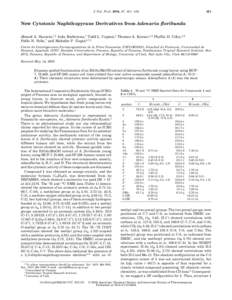 J. Nat. Prod. 2004, 67, [removed]New Cytotoxic Naphthopyrane Derivatives from Adenaria floribunda Ahmed A. Hussein,†,‡ Icela Barberena,† Todd L. Capson,‡ Thomas A. Kursar,‡,§ Phyllis D. Coley,‡,§