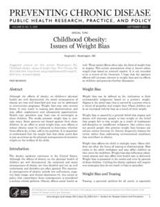 VOLUME 8: NO. 5, A94  SEPTEMBER 2011 SPECIAL TOPIC  Childhood Obesity: