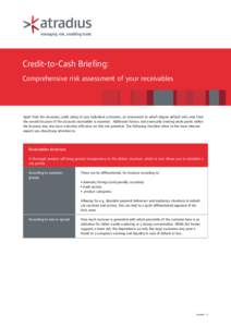 Credit-to-Cash Briefing: Comprehensive risk assessment of your receivables Apart from the necessary credit rating of your individual customers, an assessment to which degree default risks arise from the overall structure