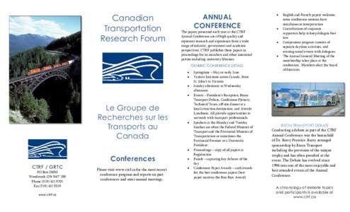 Canadian Transportation Research Forum ANNUAL CONFERENCE