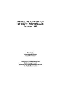 Mental Health Status of South Australians 1997