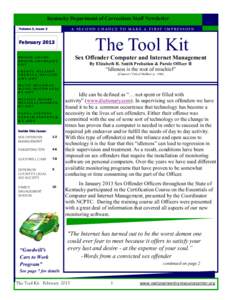 Kentucky Department of Corrections Staff Newsletter Volume 3, Issue 2 A SECOND CHANCE TO MAKE A FIRST IMPRESSION  The Tool Kit