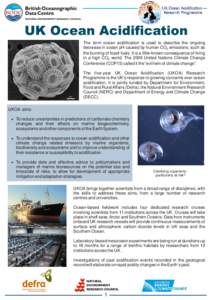 UK Ocean Acidification The term ocean acidification is used to describe the ongoing decrease in ocean pH caused by human CO2 emissions, such as the burning of fossil fuels. It is a little-known consequence of living in a