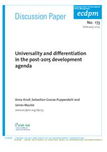 European Centre for Development Policy Management Discussion Paper  No. 173